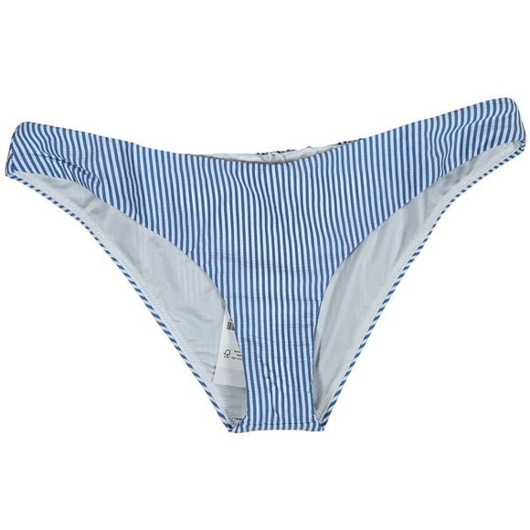 J. Crew Hipster bikini bottom in‎ seersucker in Blue White Stripe M NWT - Picture 1 of 10